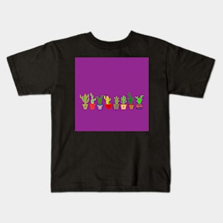 Cactus sobre morado Kids T-Shirt